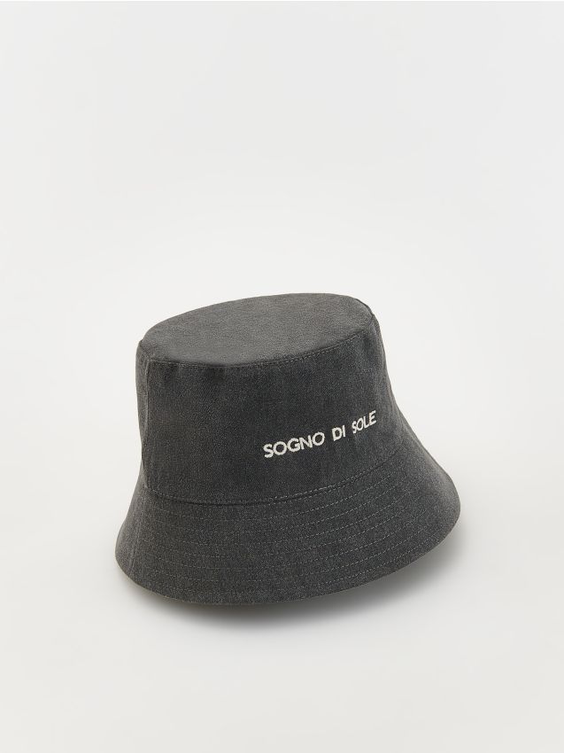 Reserved - pălărie cloș bucket hat - gri-închis