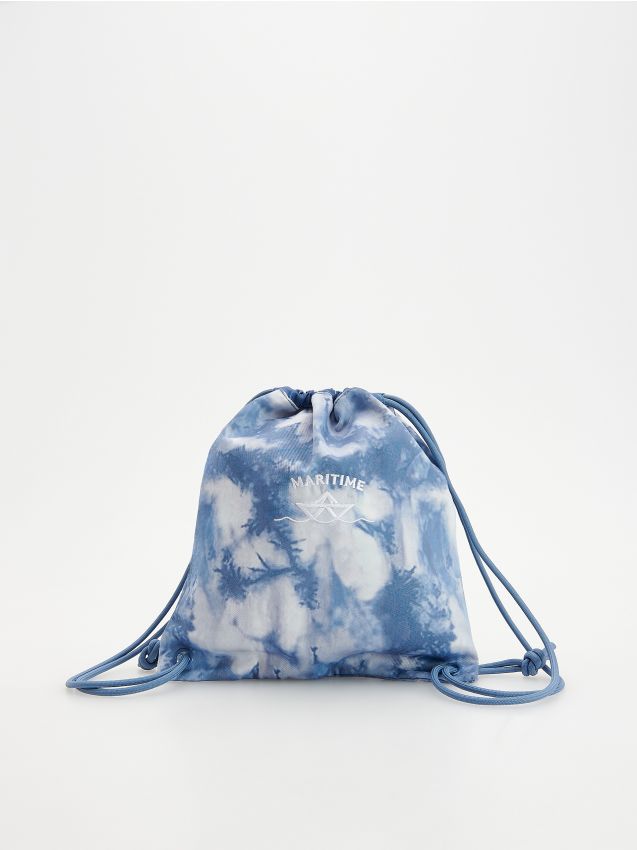 Reserved - geantă cu șnur și efect tie-dye - albastru-pal