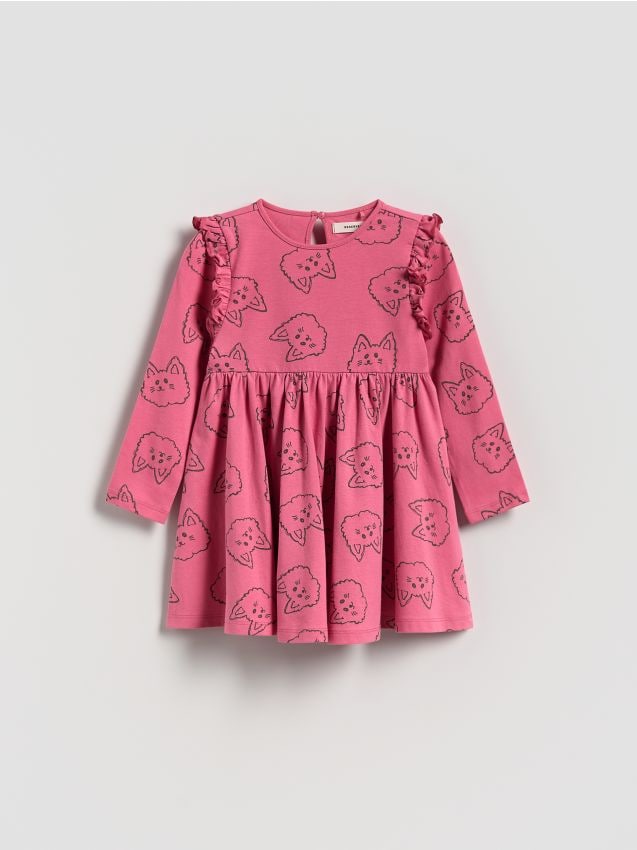 Reserved - Rochie din bumbac cu imprimeu - roz