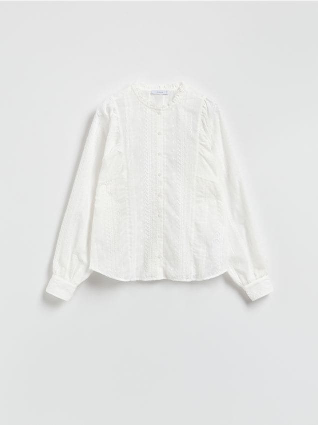 Reserved - Cămașă cu broderie decorativă - alb