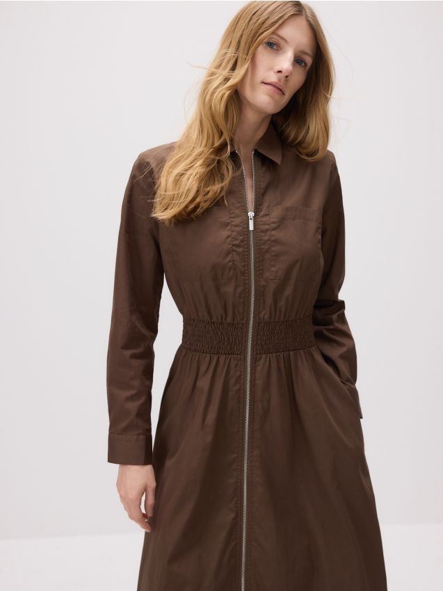 Rochie maxi din bumbac cu guler - RESERVED