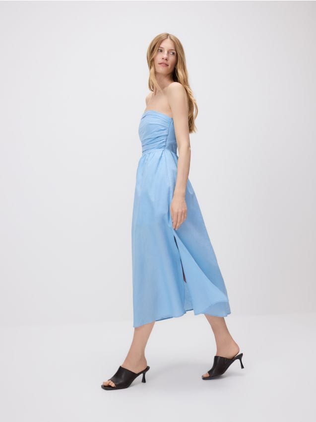 Linen blend midi dress - RESERVED