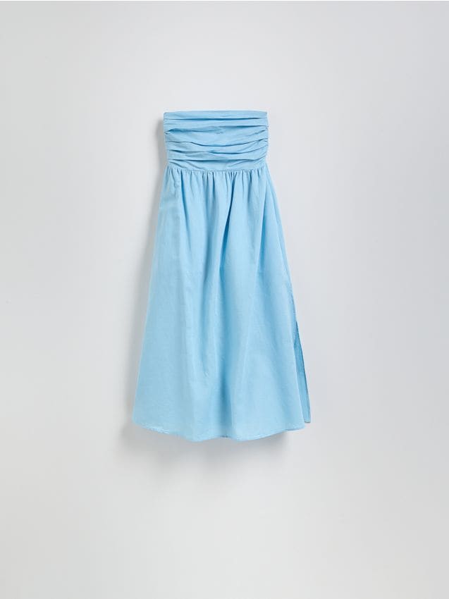 Reserved - Rochie midi din in - albastru-deschis Reserved - Rochie midi din in - albastru-deschis