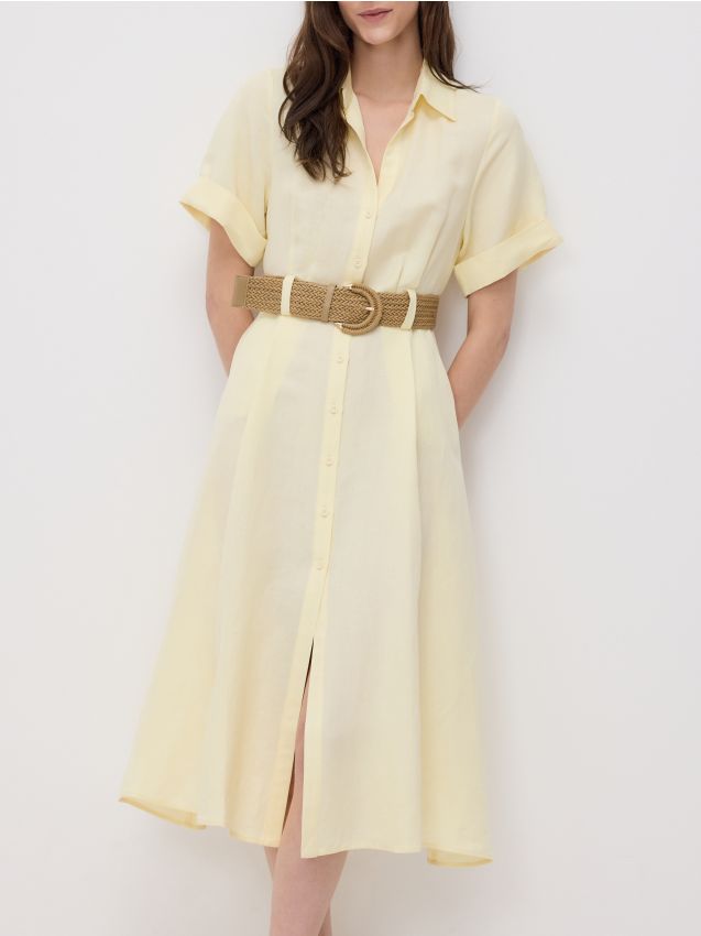 Midi dress with linen blend - RESERVED