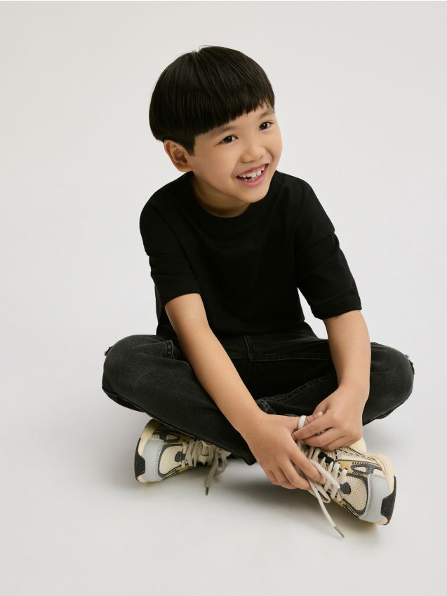 Reserved - Blugi slim cu rupturi - negru