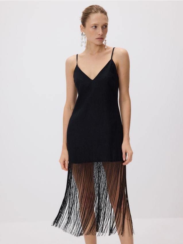 Linen dress with fringes - RESERVED