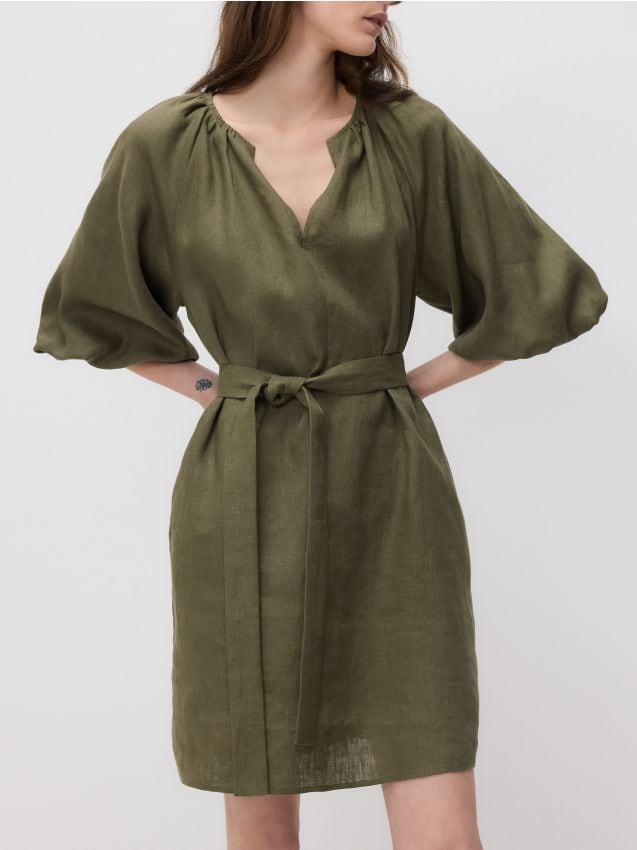 Linen dress with tie - RESERVED
