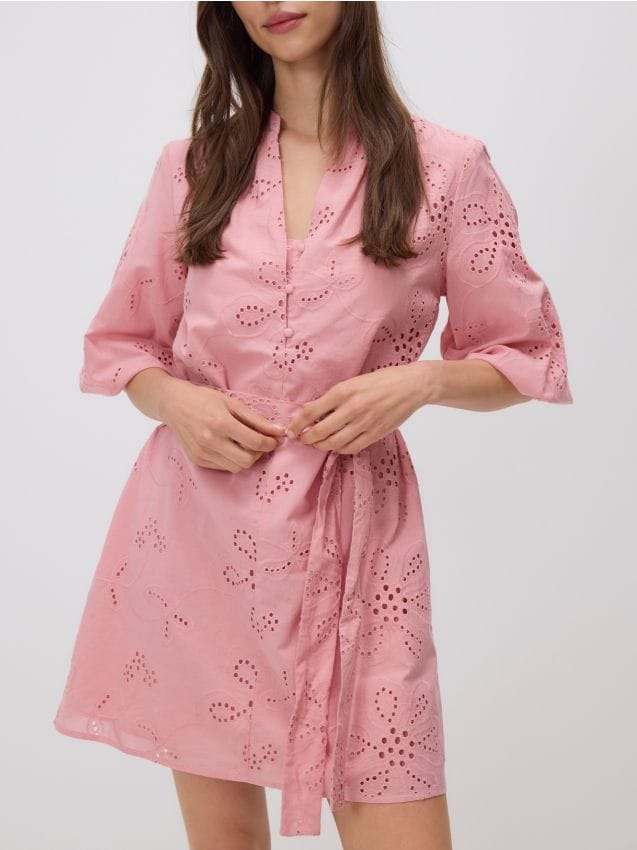 Reserved - Rochie mini ajurată - roz-pastel Reserved - Rochie mini ajurată - roz-pastel