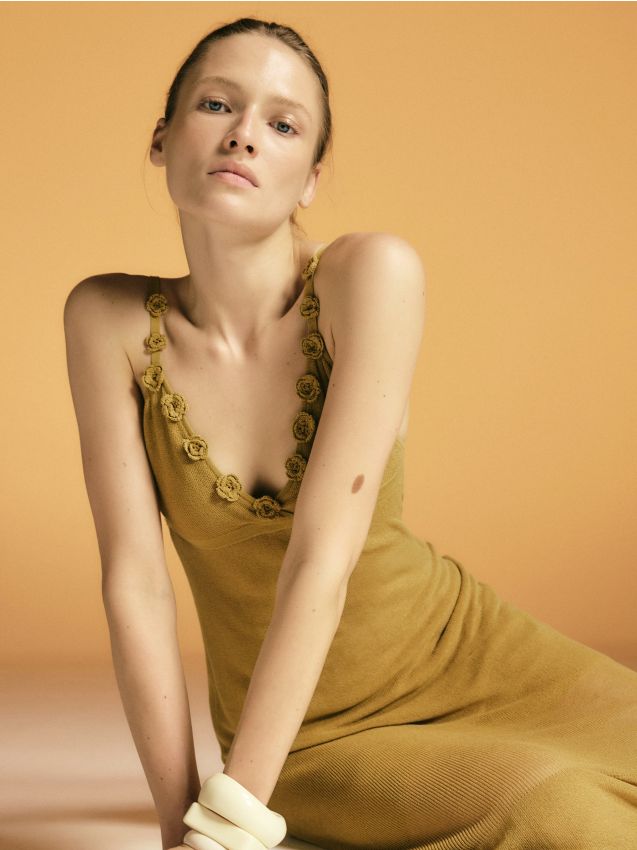 Dress with floral applique - RESERVED