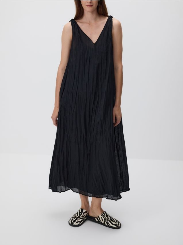 Robe midi en tissu ramie - RESERVED