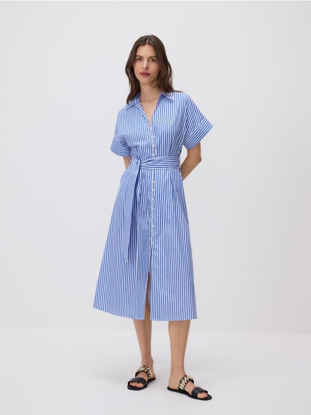 Shirt dress with belt - RESERVED