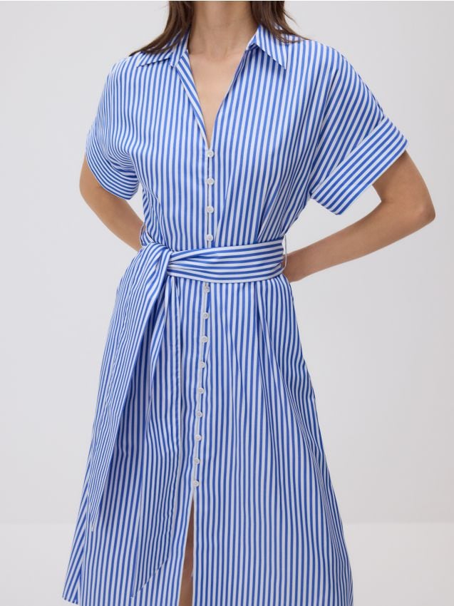 Shirt dress with belt - RESERVED