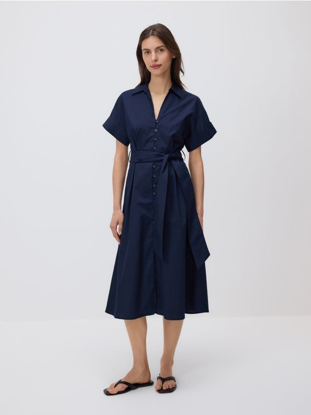 Shirt dress with belt - RESERVED