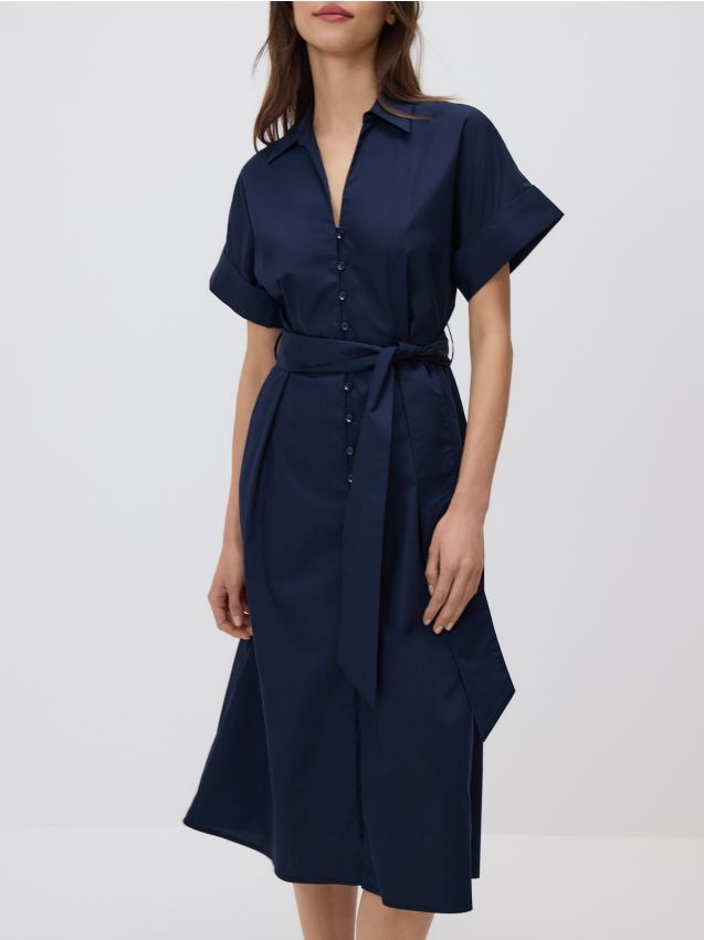 Shirt dress with belt - RESERVED