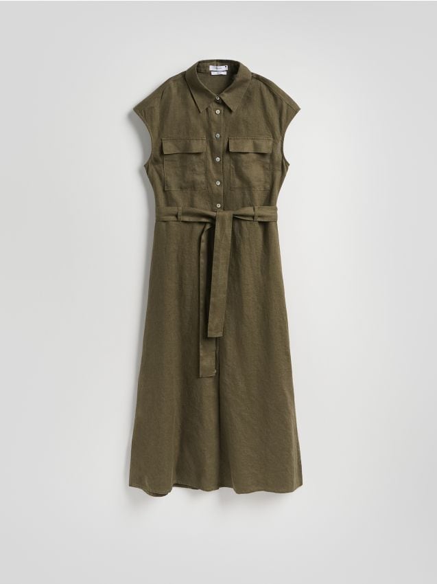 Reserved - LADIES` DRESS - verde-oliv deschis