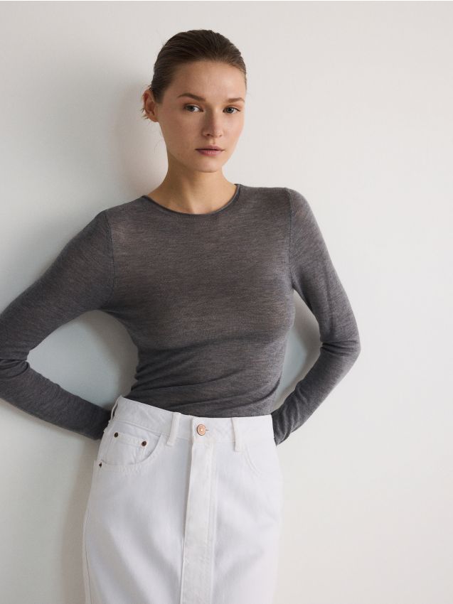 Reserved - ladies` blouse - gri-neutru