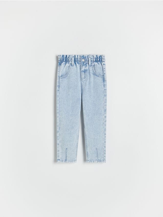 Reserved - pantaloni baggy clasici din denim cu efect prespălat - albastru