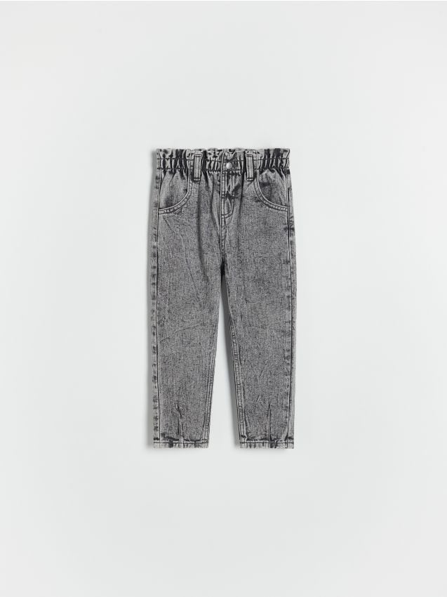 Reserved - pantaloni baggy clasici din denim cu efect prespălat - gri