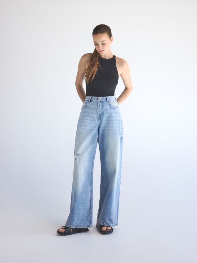 Ripped wide leg jeans - RESERVED