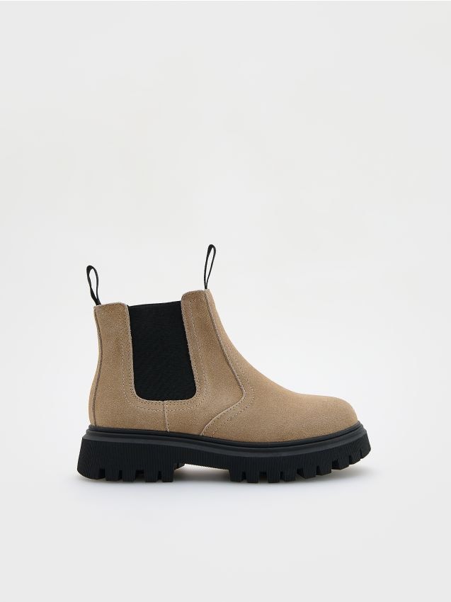Reserved - botine din piele - brun-auriu