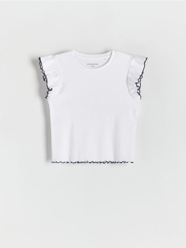 Reserved - tricou din tricot striat - alb