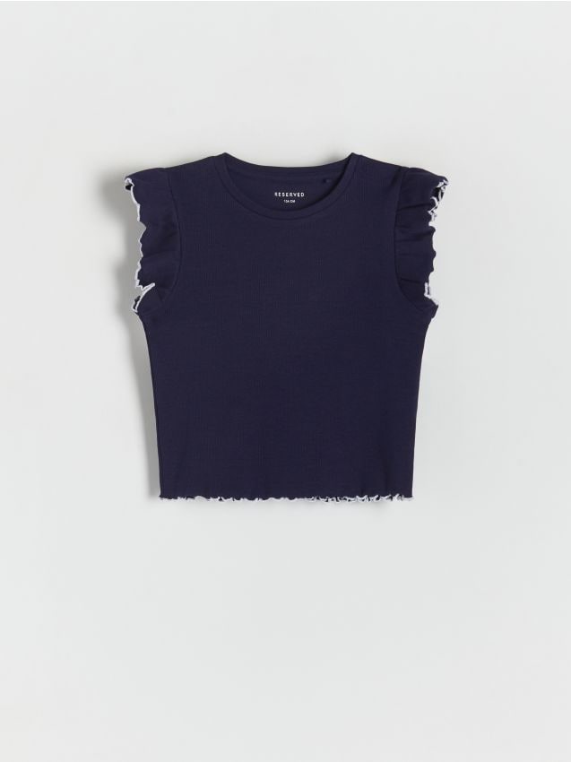 Reserved - tricou din tricot striat - bleumarin