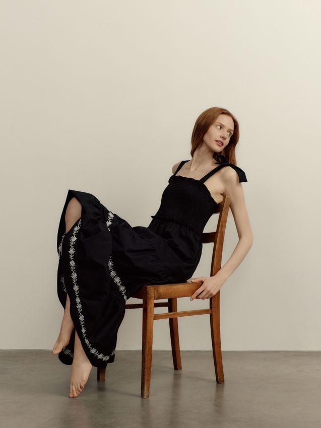 Vestido midi em algodão - RESERVED