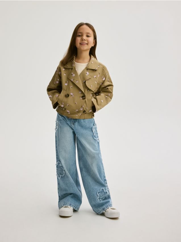 Cropped trench with embroidery - RESERVED