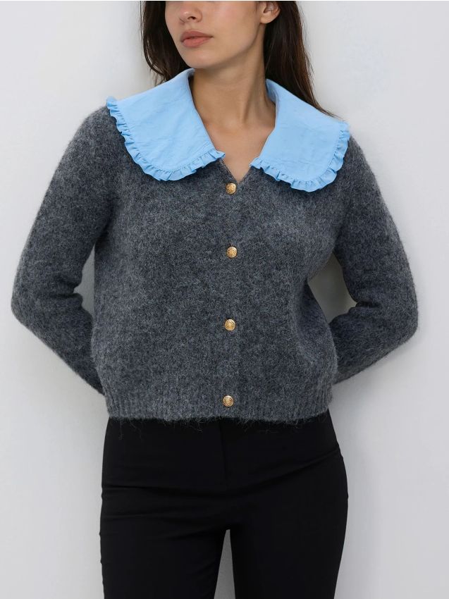 Reserved - Cardigan cu guler - gri-neutru