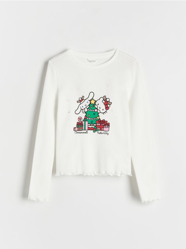Reserved - Tricou de Crăciun Hello Kitty - crem