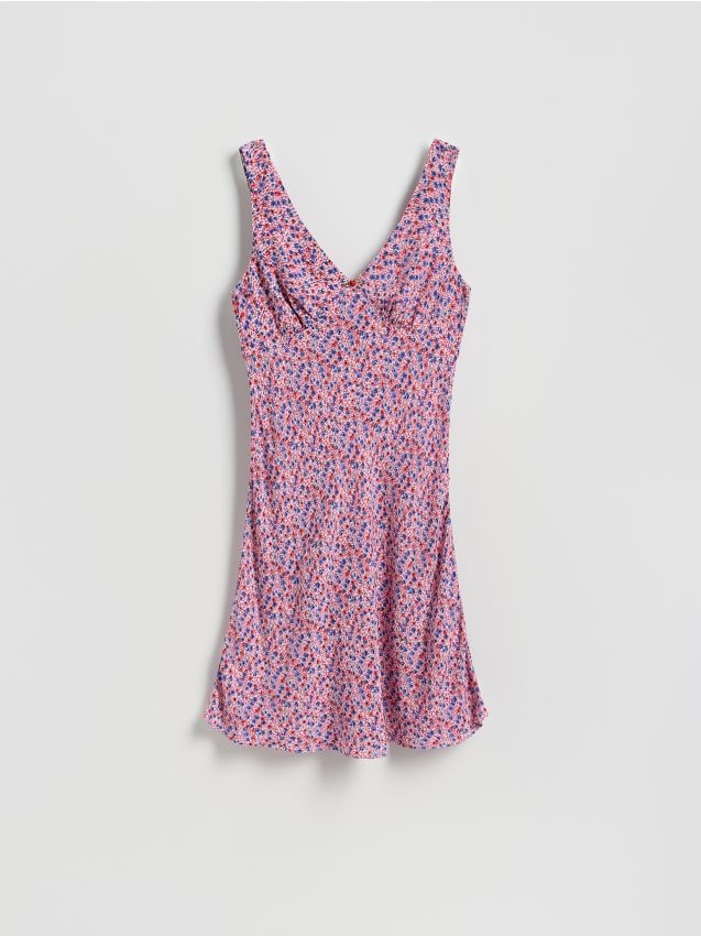 Reserved - Rochie din viscoză cu model - multicolor