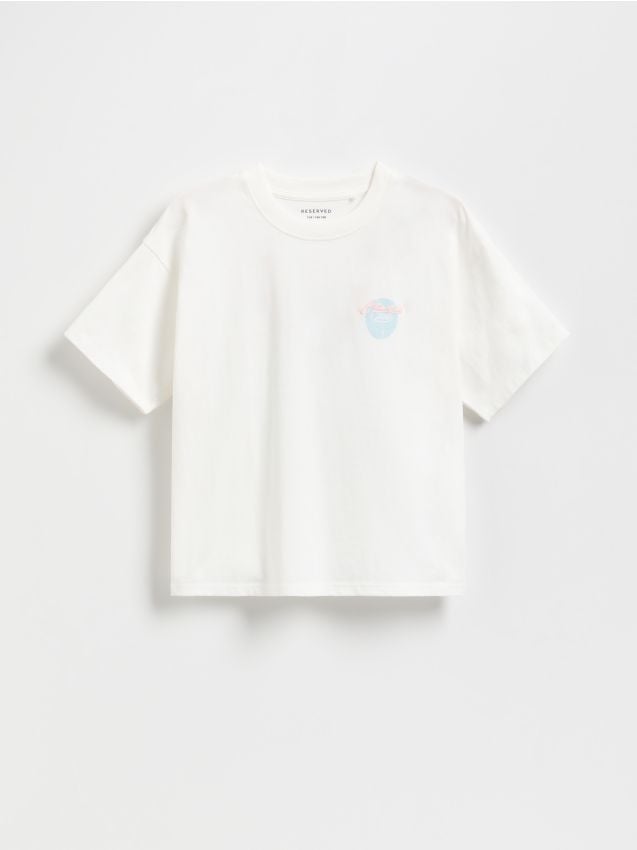 Reserved - T-shirt cu imprimeu la spate - crem