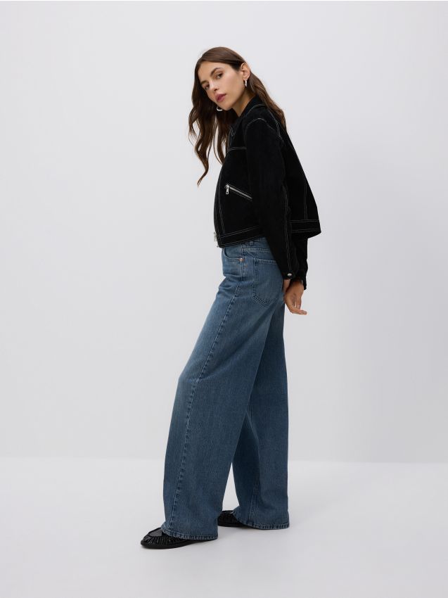 Reserved - Blugi wide leg - albastru