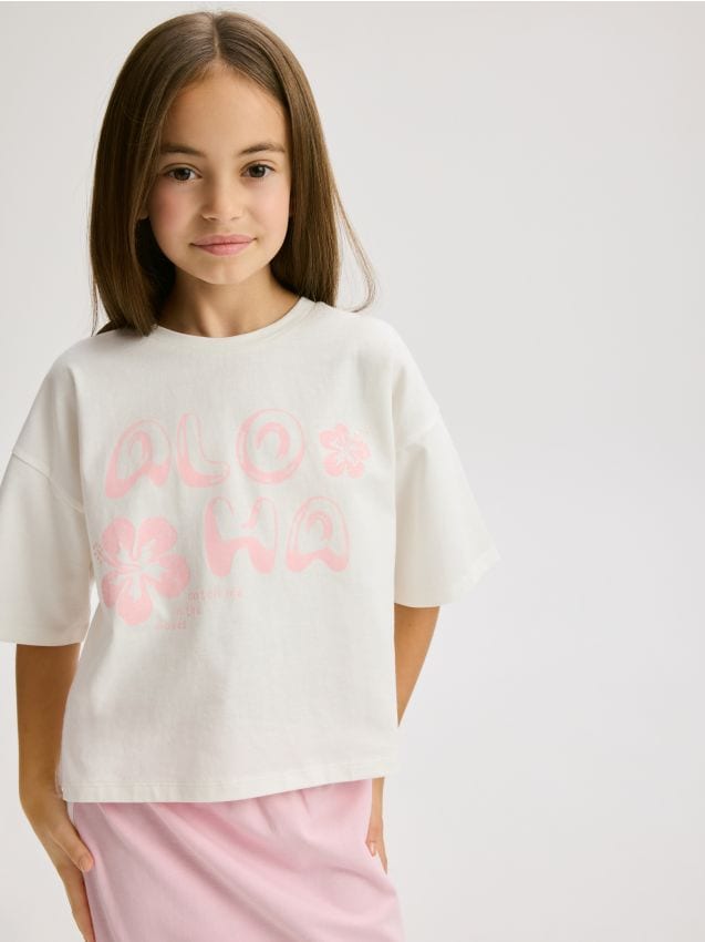 Cotton T-shirt with print - RESERVED