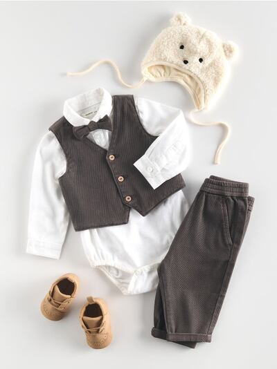 BABIES` TROUSERS, VEST, BODY & BOW TIE