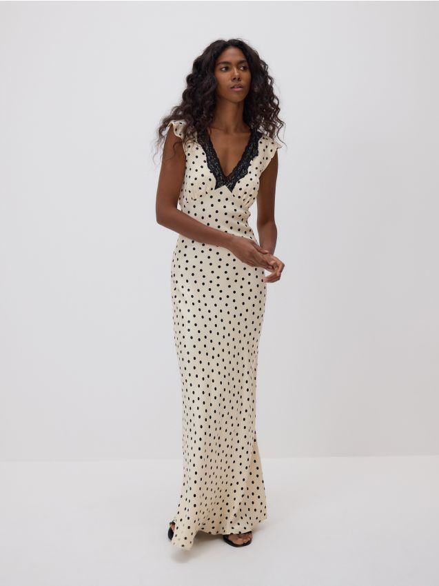 Reserved - Rochie din viscoză - crem