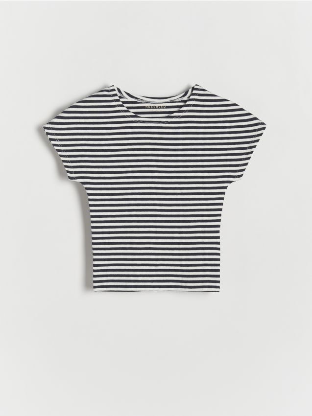 Reserved - tricou din tricot striat - multicolor