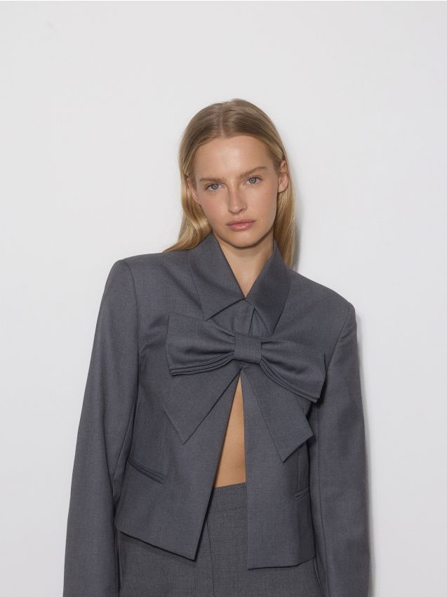 Cropped blazer with bow detail - RESERVED
