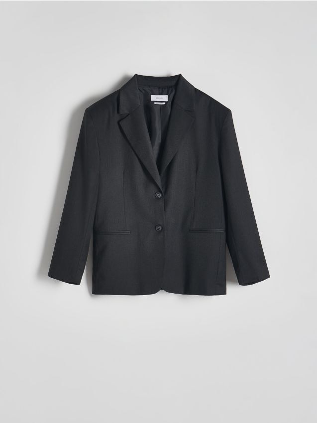 Reserved - blazer cu un singur rând de nasturi și adaos de viscoză - gri-neutru