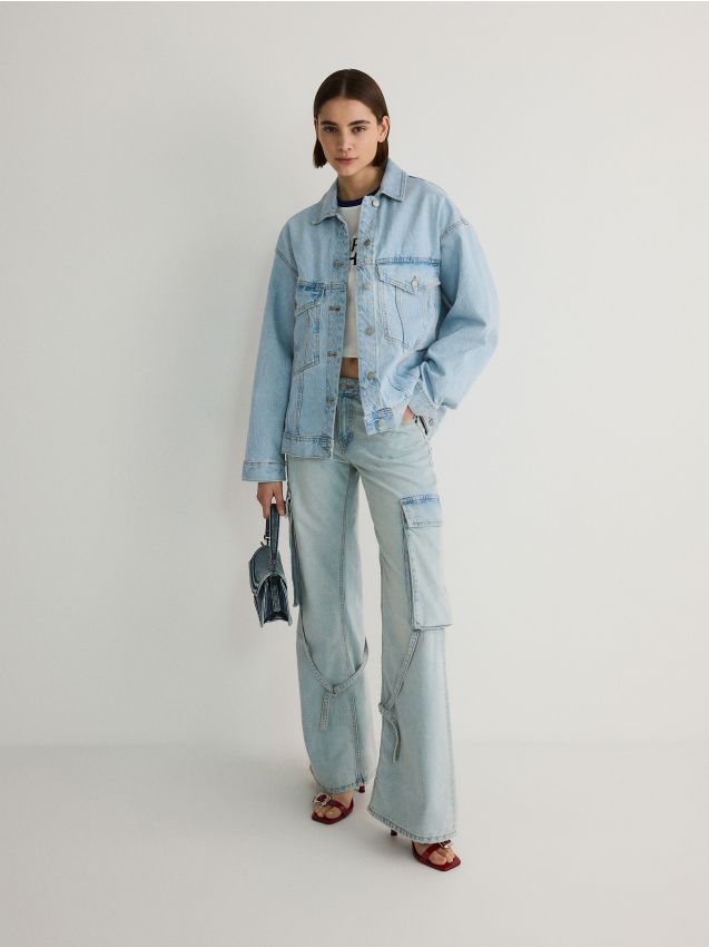 Reserved - geacă oversized din denim - albastru