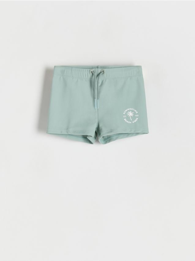 Reserved - pantaloni scurți de baie cu imprimeu - verde-pal