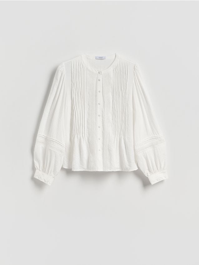 Viscose blouse met knopenbies - RESERVED