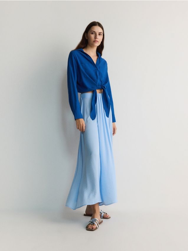 Reserved - pantaloni tip culotte - albastru-deschis