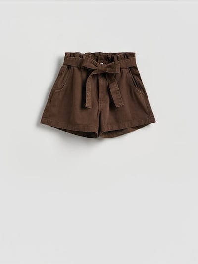 Denim shorts with tie
