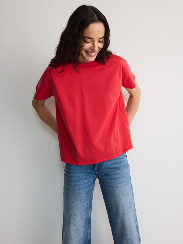 Reserved - ladies` t-shirt - roșu