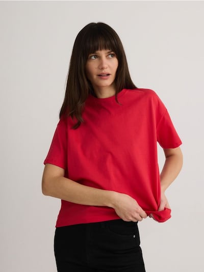 Μερσεριζέ regular fit μπλούζα από βαμβάκι