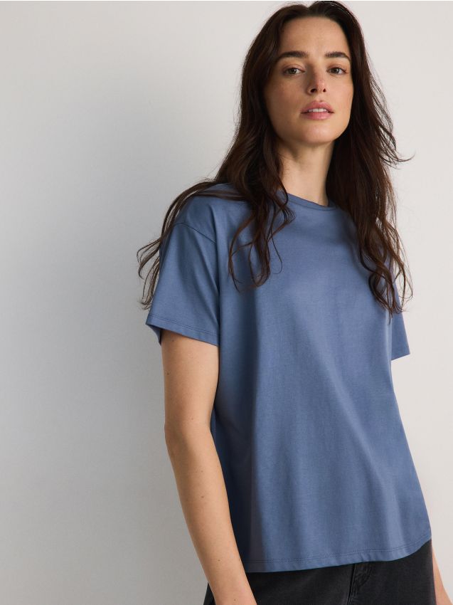 Reserved - ladies` t-shirt - albastru metalizat