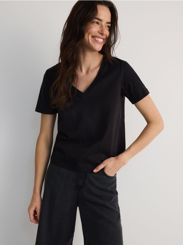 Regular fit mercerised cotton T-shirt - RESERVED