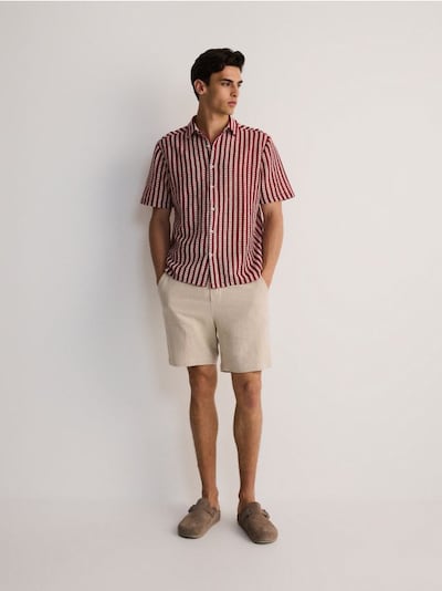 Regular linen blend shorts
