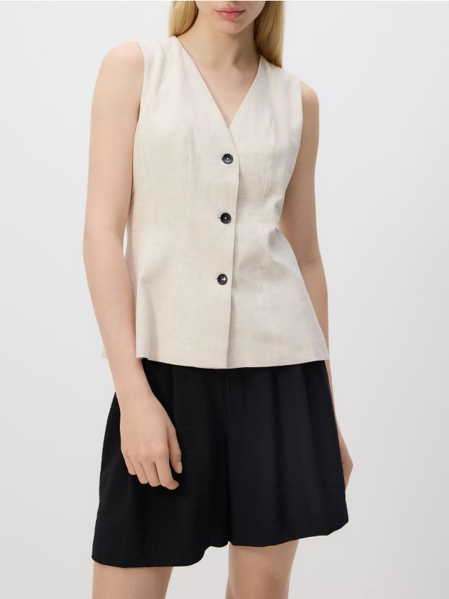 Vest met linnenmengsel - RESERVED